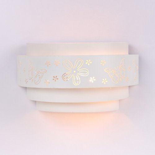 Applique murale pour enfants avec de jolis motifs fleurs et papillons, douille E27 de 40&nbsp;W de puissance au maximum