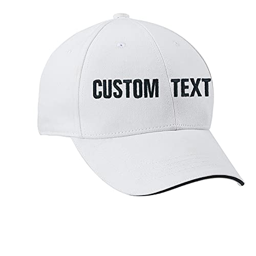Custom Baseball Cap, Soft Baseball Cap Custom Personalized Text Cotton, Custom Baseball Hats for Men and Women, Custom Hat Embroidered Adjustable Trucker Caps, Hiphop Hat (White)