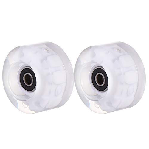 BESPORTBLE 2pcs Pu Flashing Roller Skate Wheels with Bearings for Double Row Skating Wear-Resistant Ice Skate Accessories Suitable for Outdoor and Indoor Use