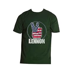 John Lennon T Shirt Peace Fingers Us Flag Logo Nouveau Officiel Unisex Vert - Les Beatles, Paul McCartney, John Lennon, RIngo Starr, George Harrison John Lennon T Shirt Peace Fingers Us Flag Logo Nouveau Officiel Unisex Vert – Image 4