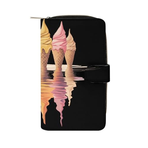 Melting Ice Cream Cones Women's Wallets Leather Fold Clutch Wallet Credit Card Holder Ladies Travel Purse