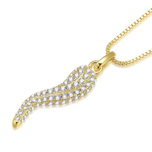 espere Italian Horn Charm Necklace in Gold