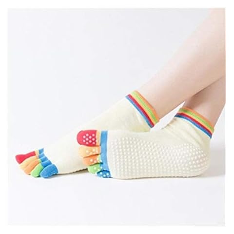 QWERBAM Women Yoga Socks Anti-slip Five Fingers Backless Cotton Silicone Non-slip 5 Toe Winter Female Socks Ballet Gym Calcetines Dedos (Color : 1) Cover