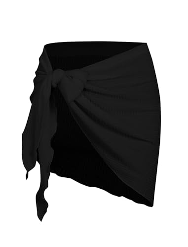 Image of ZAFUL Women's Sarong Coverups Beach Wrap Sheer Bikini Cover Up Mini Skirt | Wraps Swimwear, Cover Ups for Swimwear, Multi-Wear, Texture, Floral