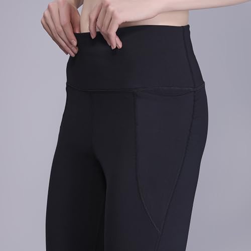 Image of HERSENSE Women's High Waisted Leggings with 2 Deep Pockets | Stretchable Activewear Tights for Gym, Yoga, Running & Workout | Comfortable Fit Black