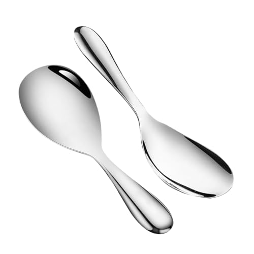 Homoyoyo 2Pcs Stainless Steel Rice Serving Spoon Non Stick Kitchen Utensils for Efficient Food Serving Large Ergonomic Design Material for Cooking and Meal Prep
