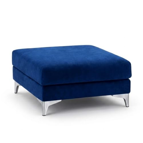 Image of Romeo Rich 4 Seater L Shape Sofa Set with Movable Ottomans | Flexible Layout | Velvet Suede Fabric | Golden Aesthetic Legs | Modern Sofa for Living Room (Dark Blue)