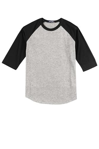 SPORT-TEK Unisex Colorblock Raglan Jersey Heather Grey/Black