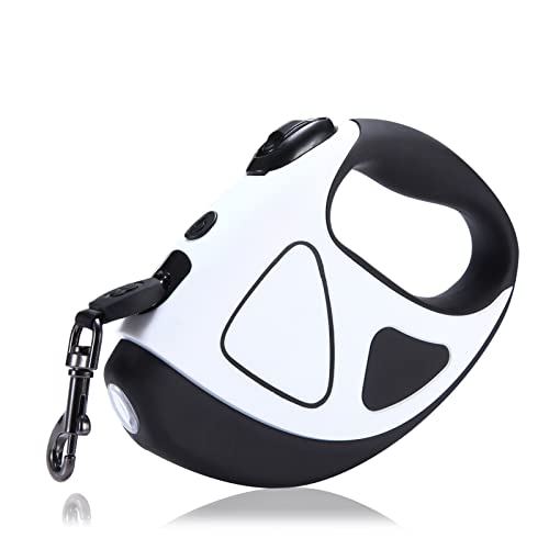 Hundeleine Rollleine 5M,Hundeleine Ausziehbar, Einziehbare Hundeleinen mit Taschenlampe, Verwicklung freistarkem Gürtel für Kleine, Mittelgroße und Große Hunde bis 50KG(110lbs) (L, Weiß) Cover