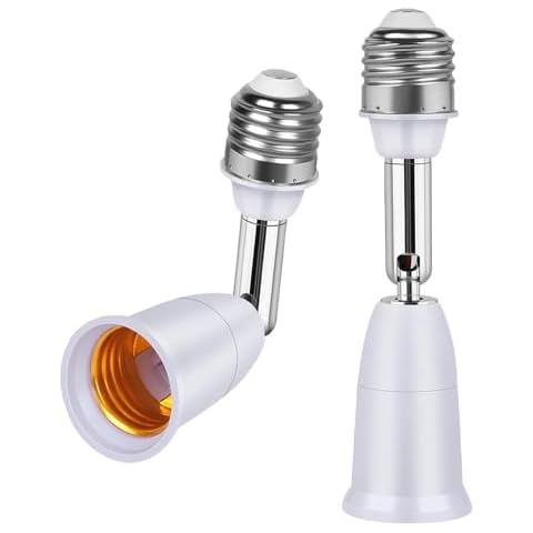 E26/E27 Light Socket Extender, 4.5 Inch Extension,Adjustable Vertical 180°Horizontal 360°, 100V - 250V, Max 150W, Medium Screw Base Light Converter Socket Extender Cover