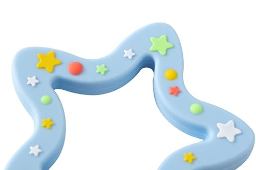 Image of Jimibaby Silicone Star Teether, Christmas, Holiday teether, The First Teething Toy for Baby Boys and Girls,100% BPA Free, Easy to Hold, Ideal Stocking Stuffers for Baby boy and Girl (Star Blue)