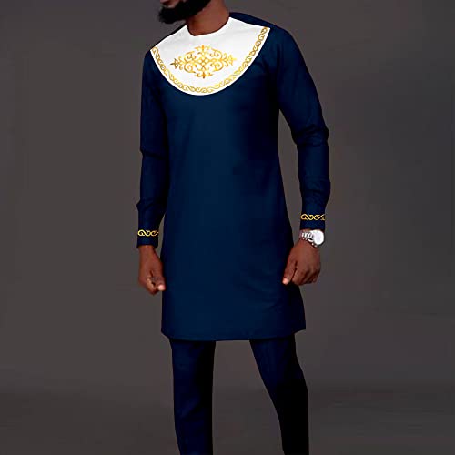 African Clothing for Men Embroidery Jacket and Pants 2 Piece Set Plus Size Outfits Formal Blazer Coats2