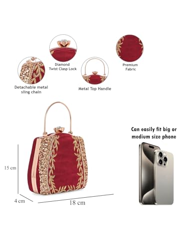 Image of TOOBA Handicraft Clutch Purse For Women with Sleek Design Glass Basket Clutch| Trendy Stylish Bridal, Party, Wedding Sling Bag