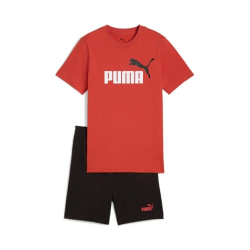PUMA ESS 2 COLOR No. 1 Logo Tee and Shorts Set B Red Fire