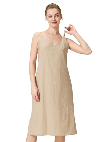 Image of BEAUTELICATE Women Longer Slip 100% Cotton Full Slip with Side Split Under Dress Knee Length Adjustable Straps