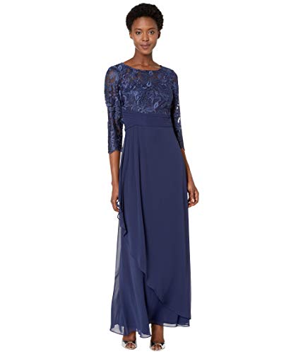 Image of Alex Evenings Womens Long Lace Top Empire Waist Dress