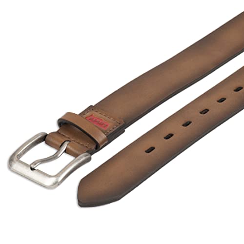 Levi's Cinto casual com fivela de borda arredondada para meninos, bronze, pequeno, Bronzeado, P