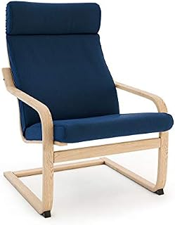 Vinylla Armchair Replacement Cover Compatible with Ikea Poang (Cushion Design 3, Cotton - Blue)