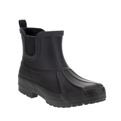 Chooka Ladies Chelsea Duck Rain Boot – Waterproof Rubber Boot, Lined Interior, Elastic Side Gore, Memory Foam Insole, Black, 9 by Chooka - Used condition - US$35.34