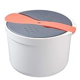 Chutoral Mikrowelle Reiskocher, 2L Multifunktions Kochgeschirr Mikrowellen-Dampfgarer mit Siebdeckel, Heimküche Getreidekocher für Zuhause, Küche, Kochen(orange)