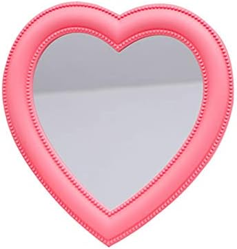 BinaryABC Heart Makeup Mirror Cosmetic Mirror Wall Desktop Mirror Bedroom Mirror (Pink)