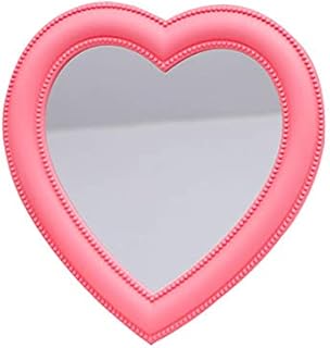 BinaryABC Heart Makeup Mirror Cosmetic Mirror Wall Desktop Mirror Bedroom Mirror (Pink)