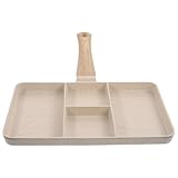 HOODANCOS Sartén Antiadherente Multifunción de Piedra Maifan para Desayuno y Carne Sartén Dividida para Huevos y Bistec Mango Ergonómico Resistente al Calor Color Blanco Maifan