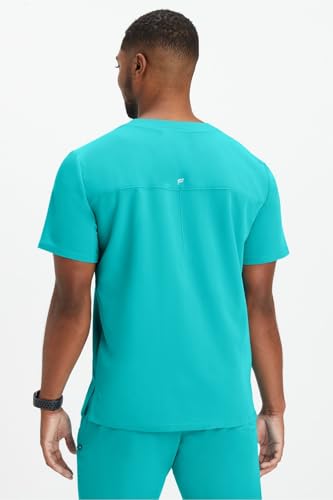 Image of Fabletics Men's Helix 1-Pocket Scrub Top - MotionTech, Wrinkle-Resist, Chest Pocket, Anti-Shrink, Semi-Slim Fit