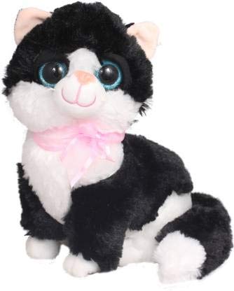 Image of Tickles Cute Cat Glitter Eye Soft Stuffed Plush Animal Toy for Kids Birthday Gift (Color: Black Size:30 cm)