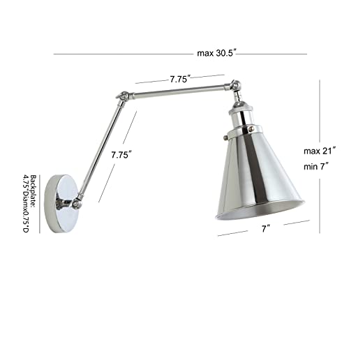 Image of JONATHAN Y Rover 1-Light Wall Sconce 7 inch, Chrome, Set of 2