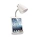 Simple Designs LD1002-WHT Gooseneck Organizer Desk Lamp with iPad Tablet Stand Book Holder, White