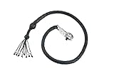 EXCELSIOR INTERNATIONAL 42' Motorcycle Get Back Whip Genuine Leather Biker Whip for Handlebar, Motorcycle Whip with Fringes and Skulls - Black