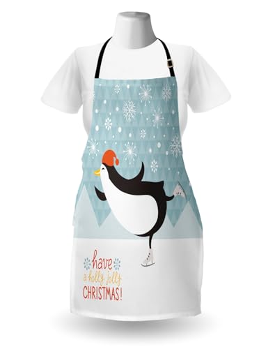 Lunarable Avental de Natal, pacote com 2, letras de Natal Have a Holly Jolly com patinação no gelo,