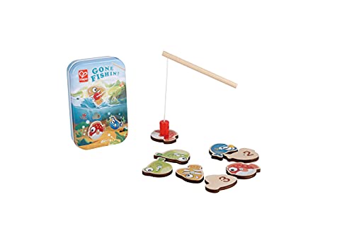 Hape Gone Fishin! Magnetic Fishing Game | Travel-Friendly Toy | 8 Numbered Fish & Rod | Interactive Play for Kids | Develops Motor Skills & Math Concepts | Travel Toy | Magnet Toy | Pocket Toys 2Y+