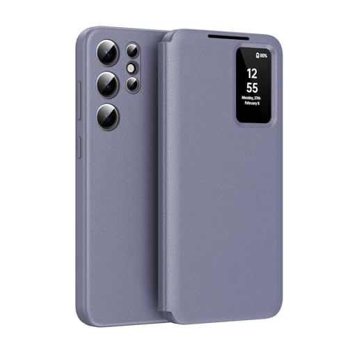 Étui en cuir violet Samsung Galaxy S25 pour rester connecté en déplacement