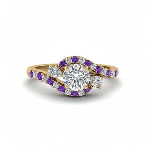 Bague diamant halo tourbillonnant plaqué or jaune bijoux fantaisie 47-70