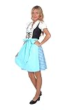 Dirndl Set 3tlg Trachtenkeid 367gt Schwarz Blau&Weiß karriert 42