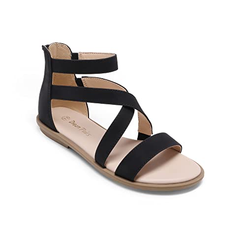 Dream Pairs Sdsd2215K Unisex-Child Gladiator Sandals With Zipper Strappy Black - 2 Little Kid #TOP25