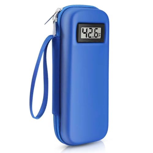 Insulin Cooler Travel Case with Temperature Display: TSA Approved Medication Diabetic Cooler for Travel Diabetes Case for Insulin Pens for Daily Use & Trip (Blue)
