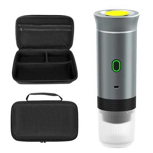 Qomcsrl Cafetera Eléctrica Portátil con Bolsa de Viaje. Cafetera Portátil para Viajes. Cafetera Autocalentable para Coche C