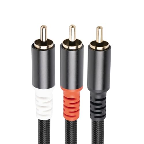 1/2/3/5M Subwoofer Y Cable 1 R/CA Male to 2 R/CA Male Audio Cable(1M)