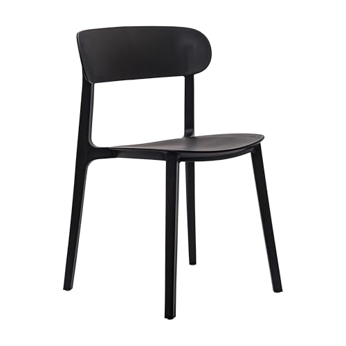 Flash Furniture Dover Patio Chair with Curved Backrest and Contoured Seat, Commercial All-Weather Stacking Resin Chair, UV Fade Resistant, Indoor-Outdoor, Black
