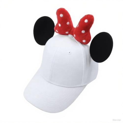 RARITYUS Cute Bow Cartoon Mouse Kids Baseball Cap, Adjustable Canvas Summer UV Protection Sun Hat for Boys Girls