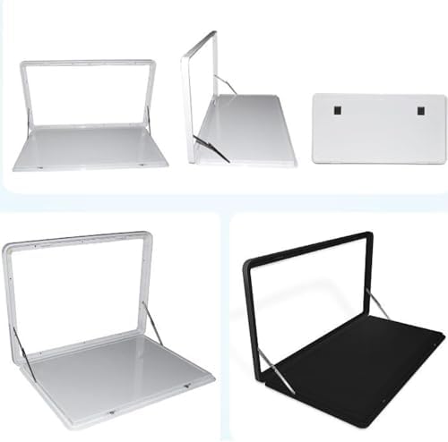 Folding RV Caravan Table 31.5" x 24" - Aluminum Alloy Wall-Mount Flip Down Desk, Lockable, Space-Saving, Portable, Ideal for Outdoor Camping & Travel (Black, 600x450x25mm)