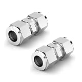 SIXHAOBU 2 Stück 8mm OD x 8mm OD 304 Edelstahl-Kompressionsrohr-Verschraubung, Heay Duty 304 Edelstahl-Kompressionsverschraubung für Kraftstoff-, Luft, Flüssigkeit, Öl, Gas, Vakuumleitungen