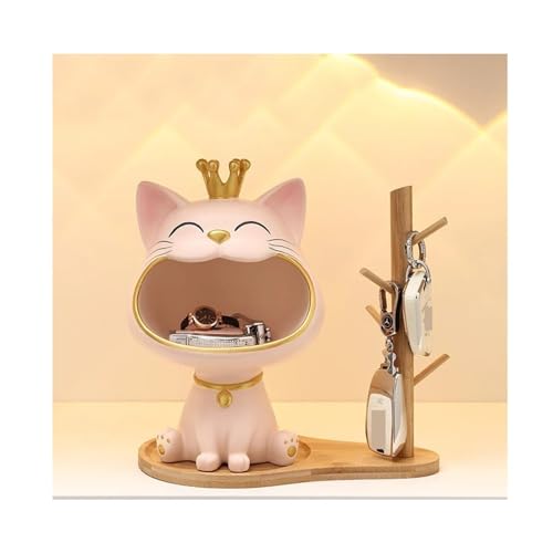 ROBAUN Domowe pudełko do przechowywania szczęśliwy kot statuetka ozdoby miniaturowa figurka wejście pudełko do przechowywania kluczy dekoracja stołu nowoczesny salon (kolor: jasnożółty)