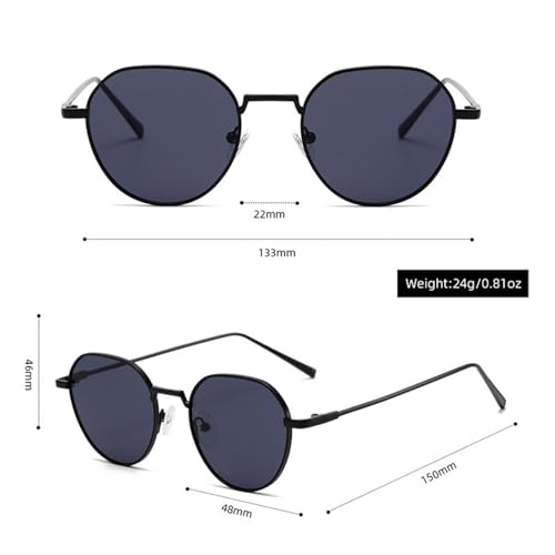 Lunettes de soleil UV400 monture ronde métal homme femme conduite - 2