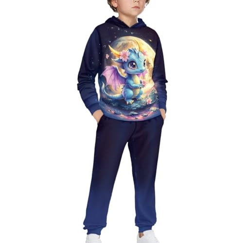 Xpyiqun Tracksuits Hooded Sweatshirt for Girls 2 Piece Outfits Size 5-12Y Graphic Hoodies and Sweatpant Sets3