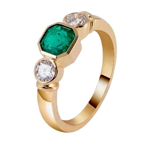 Bague émeraude en argent 925 plaqué or 14k, moissanite éclatante d'exception vvs