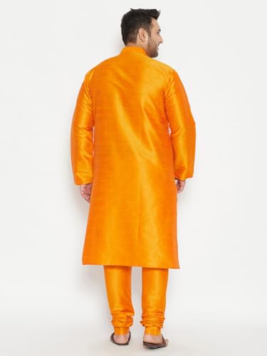 Image of Vastramay Plus Men's White Silk Blend Kurta Pyjama Set VPLUSMKWH001nPBL 44 | Independence Day